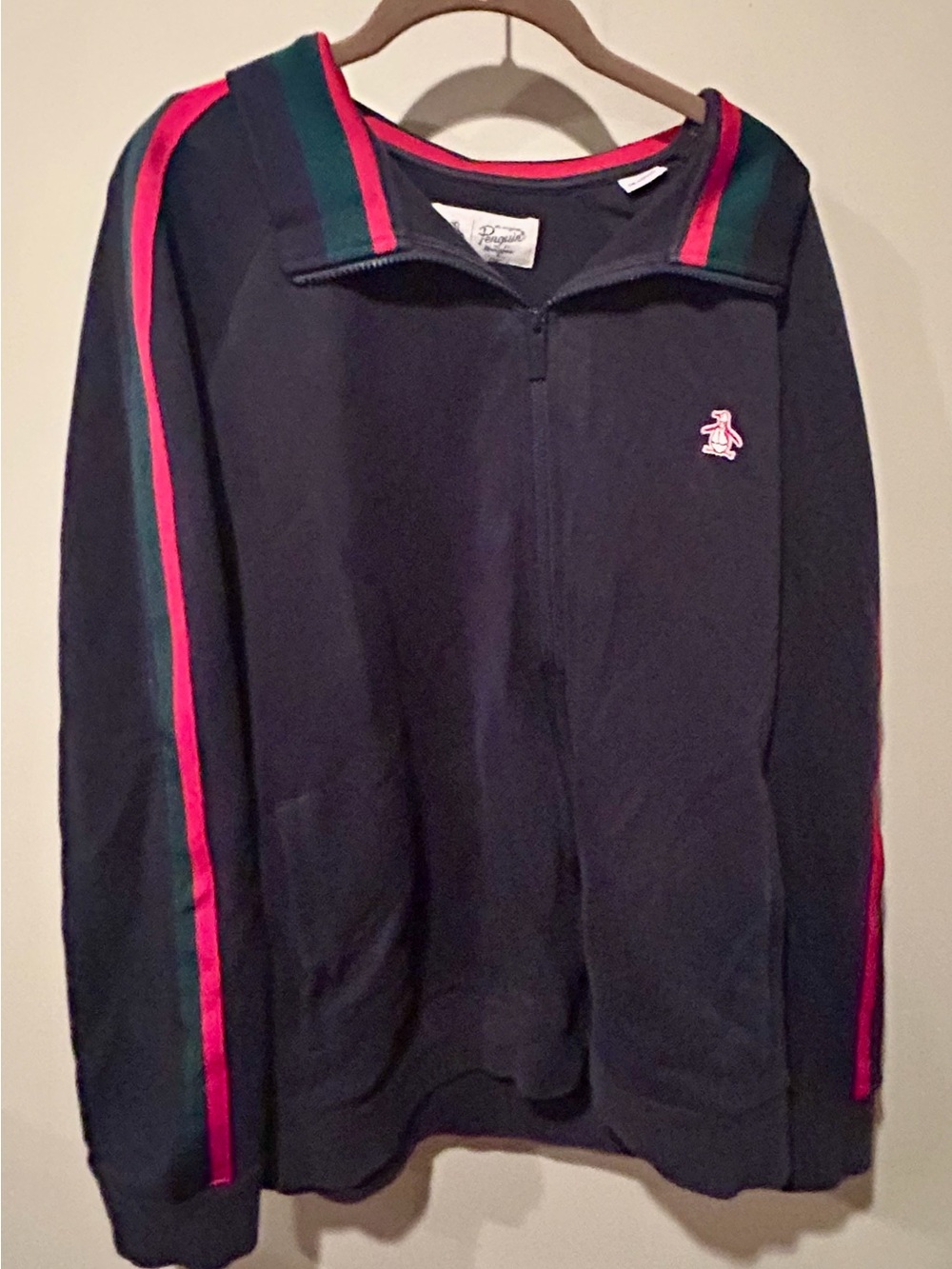 Penguin Men's Zip-Up Striped Track Jacket, 1XL